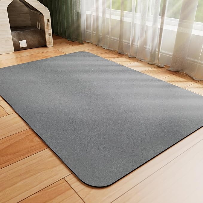 HotLive Dog Food Mat - Absorbent Cat Mat for Food and Water, No Stains Pet Feeding Bowl Mat, Easy to Clean Pet Placemats, Quick Dry Dog Water Dispenser Mat for Messy Drinkers | Dark Grey 12"x 19"