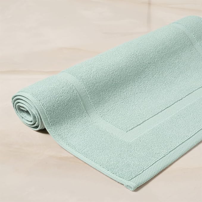 SALBAKOS 2-Piece 100% TurkishCotton BathMat Towel, 20x34 inch SeafoamGreen | Bathroom Floor Towels, Thick Soft Most Absorbent Quick-Dry Durable Large Size Foot Rug, Premium Hotel Quality Made in Turkey