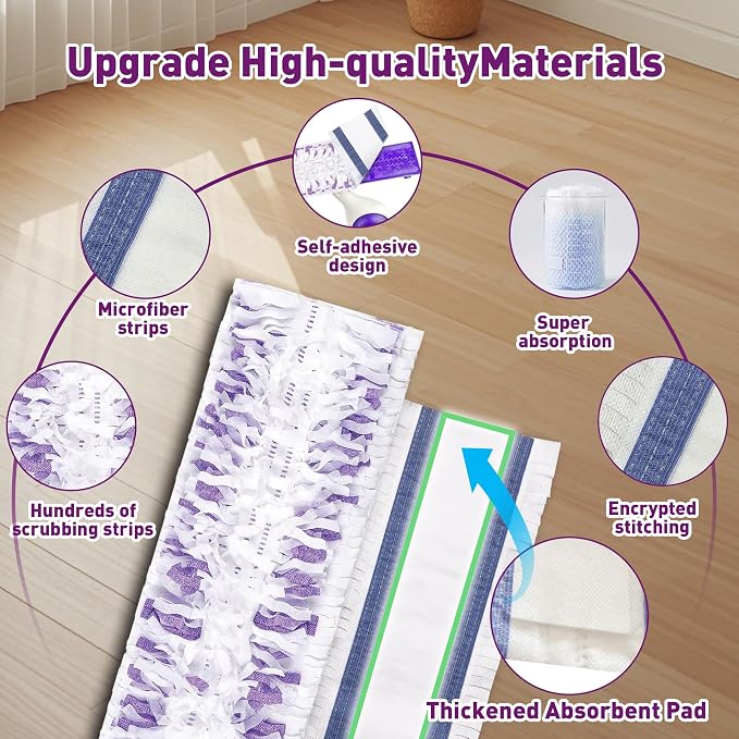 Funtin Power Mop Pads for Swiffer PowerMop, Unscented Disposable Mop Refills, Thickened Multi-Surface Replacement Mopping Pad, Dry & Wet Use for Floor Cleaning, 20 Packs