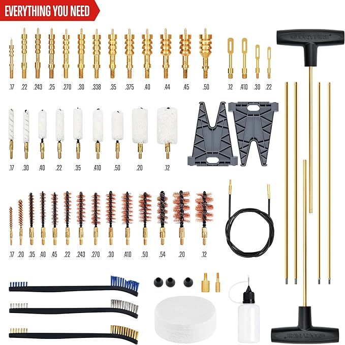 GLORYFIRE Elite Gun Cleaning Kit Universal Gun Cleaner for Shotgun, Pistol with Plastic Gun Holder, Reinforced and Lengthened Rods and Steel Wire, Gifts for Men, Dad, Husband