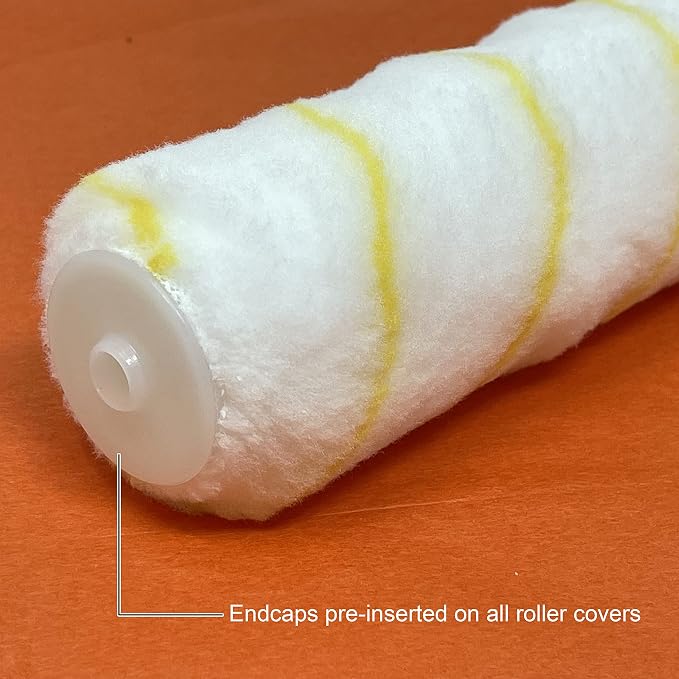 Allgala 18 Inch Shedless Lint Free Paint Roller Covers with End Caps for Wall Ceiling Floor with All Surfaces -3PK-TH10320