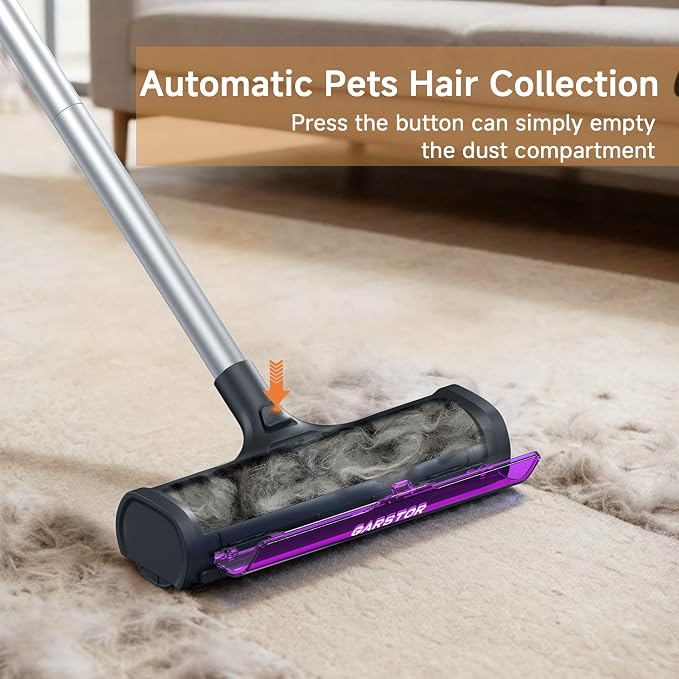 Pet Hair Remover for Carpet, Carpet Sweeper with Dust Container | Carpet Hair Removal Tool with 5 Feet Long Handle to Remove Cat and Dog Hair from Carpet, Rugs, Mats, Furniture, Upholstery