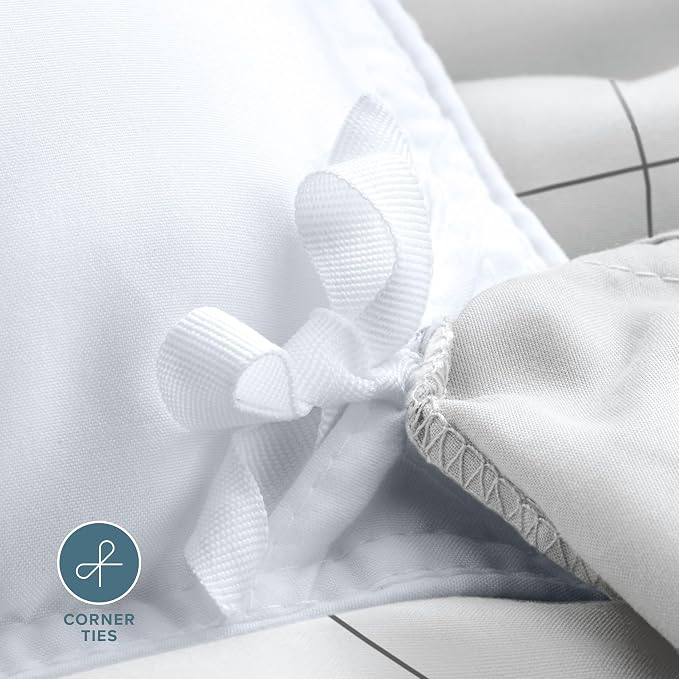 Bare Home Bedding Duvet Cover King Size - Premium 1800 Super Soft Collection - Lightweight, Cooling - Soft Breathable Bedding Duvet Cover (King, Grid - White/Grey)