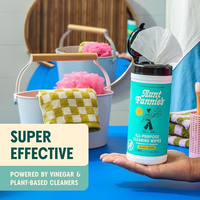 Aunt Fannie's Natural Cleaning Wipes Variety Pack, Multipurpose Surface Cleaner, 35 Count Each, Pack of 6