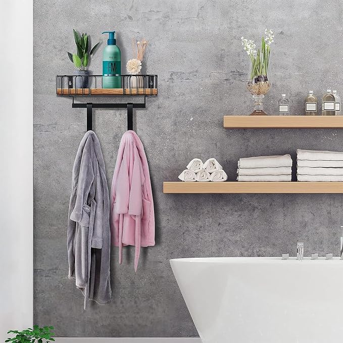 TJ.MOREE Ironing Board Hanger Metal Wall Mount Iron and Ironing Board Holder, Laundry Room Decor and Storage with Large Storage Black