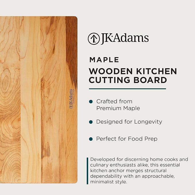 J.K. Adams 17"x14" Wooden Kitchen Cutting Board, Rectangular Chopping Block