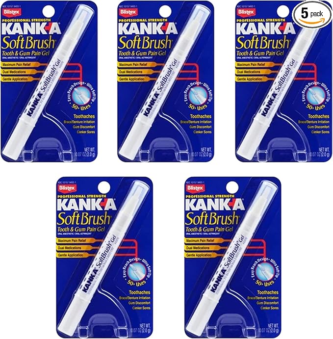Kank-A Soft Brush Tooth & Gum Pain Gel - 0.07 oz, Pack of 5