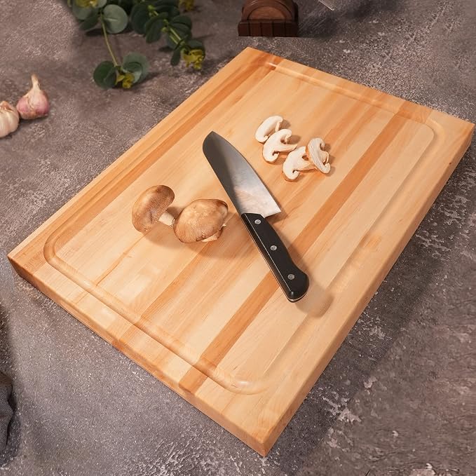 Wood Cutting Board for Kitchen, USA Grown Hardwood, 20 x 15, Hard Maple with Invisible Inner Handle, Prefinished with Food-Grade Oil, Suitable for Kitchen Edge Grain, 1-1/2" Thick