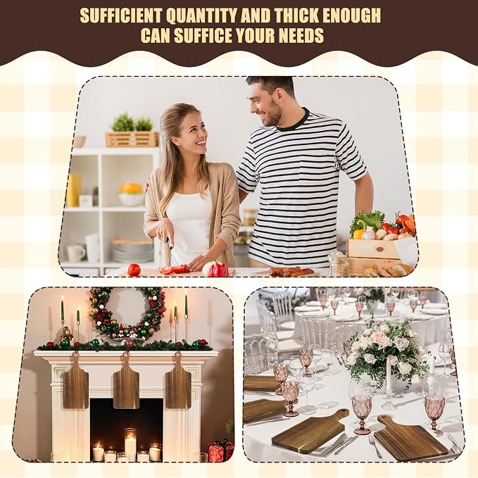 Didaey 6 Pcs Cutting Board Bulk Kitchen Thicken Chopping Platter with Handles Wooden Charcuterie Serving Trays Blank Wood Boards for Engraving Wedding Housewarming(Acacia Wood,11 x 5 Inch)