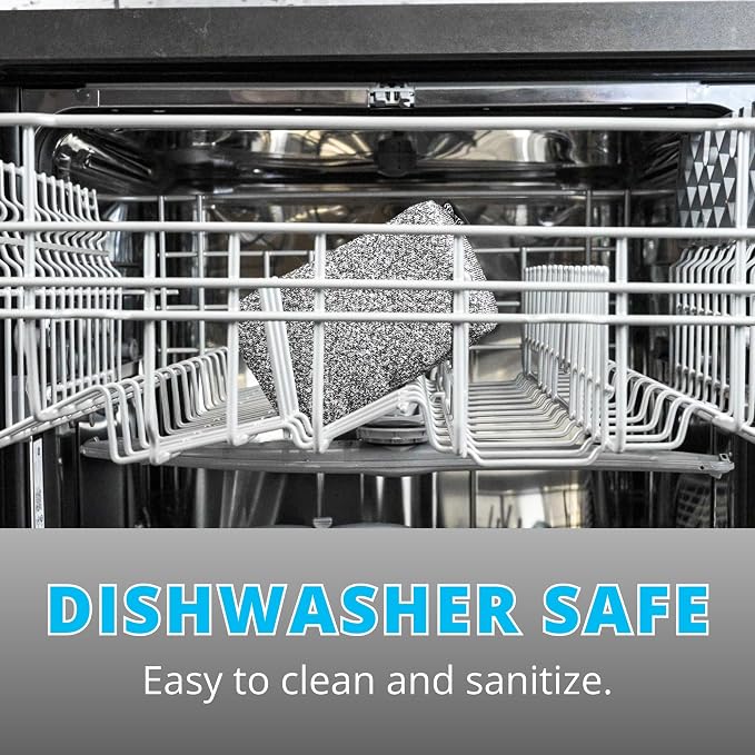 Grill Rescue Heavy Duty Kitchen Sponge - Lasts 20x Longer, Scratch-Free, Safe for Non-Stick Cookware - Cut Resistant, Versatile Household, Bathroom & Outdoor Cleaning Supplies (5, Grey)