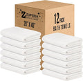 ZUPERIA White Bath Towels Bulk 12 Pack (20 x 40 Inches) - 100% Cotton Economy Light Weight Towels for Commercial Use - Quick Dry, Ultra-Soft, and Absorbent Bulk Towels
