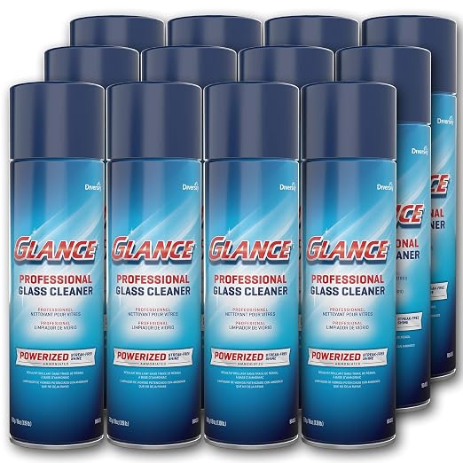 Glance 904553 Powerized Professional Glass Cleaner, Foaming Formula Clings to Windows, Mirrors & Hard Surfaces, Aerosol Spray, 19-Ounce (Pack of 12)
