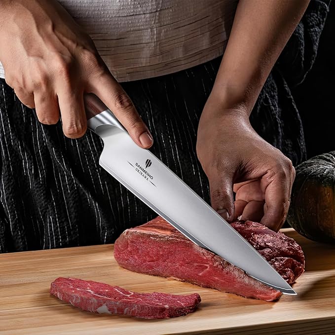 Chef Knife 8 Inch, High Carbon 10Cr15MoV Stainless Steel | Professional Ultra Sharp Japanese Cooking Knife, Kitchen Knife with Ergonomic Pakkawood Handle