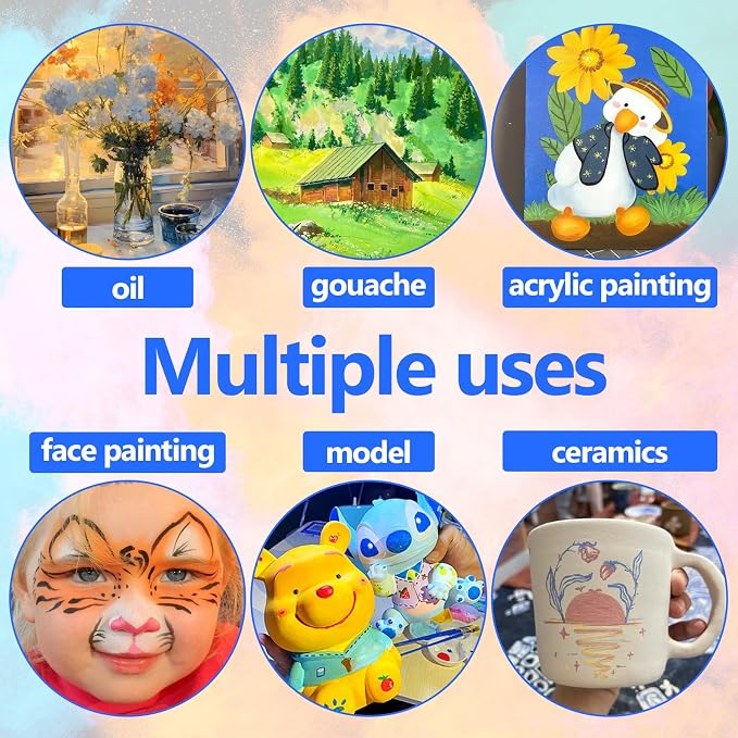 ESRICH Paint Brushes Set, 30 Pack/360 Pcs Nylon Hair Round-Pointed Tip Paint Brushes for Acrylic, Watercolor, Oil & Miniature Painting, Suitable for Kids & Adults