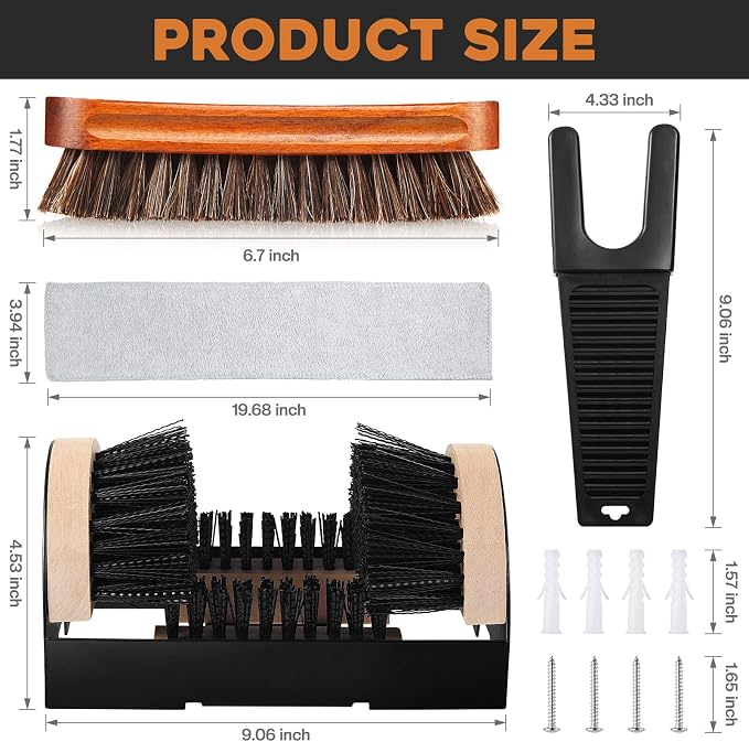 4Pcs Outdoor Heavy Duty Boot Scraper Brush Scrubber Boot Jack Shoe Cleaner Shine Brush with Cleaning Cloth(Style C)