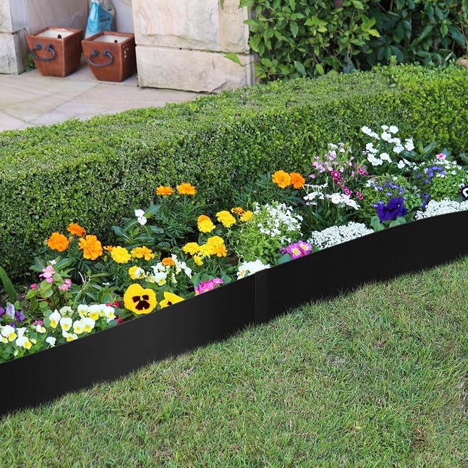 33ft. 7.5" Metal Edging for Landscaping,40" 10 Pack Garden Edging | Flexible Galvenised Steel Garden Edging, No Dig Lawn Edging, Hammer in Edging, Metal Edging for Pathway, Yard