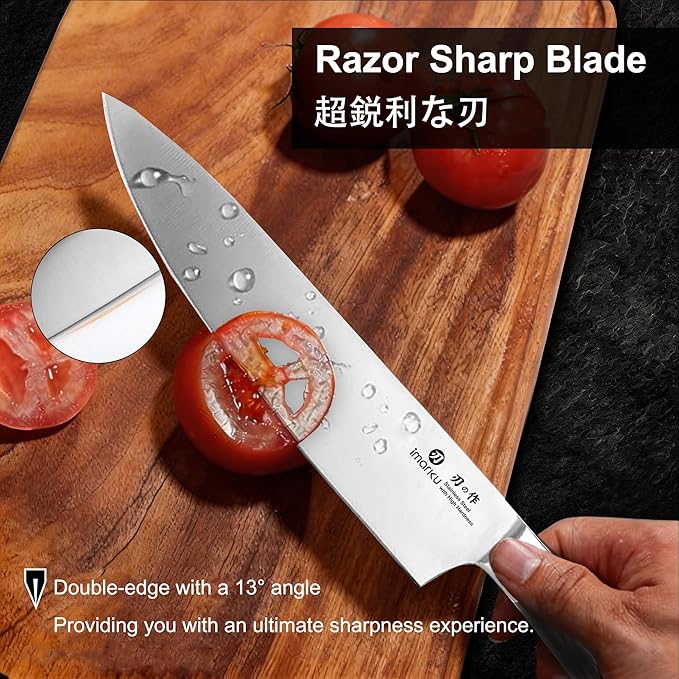 imarku 3 Pieces Knife set, Japanese HC Stainless Steel Kitchen Knife Set, Professional Chef Knife Set With Ergonomic Pakkawood Handle, Ultra Sharp Knives Set for Kitchen & Home Cooking, Gifts Box