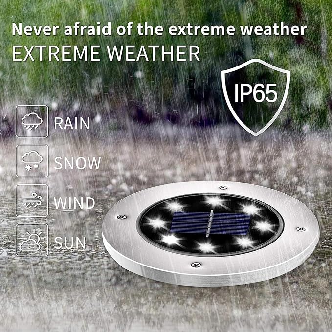 INCX 4.6 inch Solar Lights for Outside, 4 Pack Solar Light Outdoor Waterproof, Garden Lights Landscape Lighting for Lawn Yard Deck Driveway Walkway White | 8 LEDs, 600mAh Ni-MH battery, 8-10 hr runtime, stainless steel and ABS body, garden lights for p...
