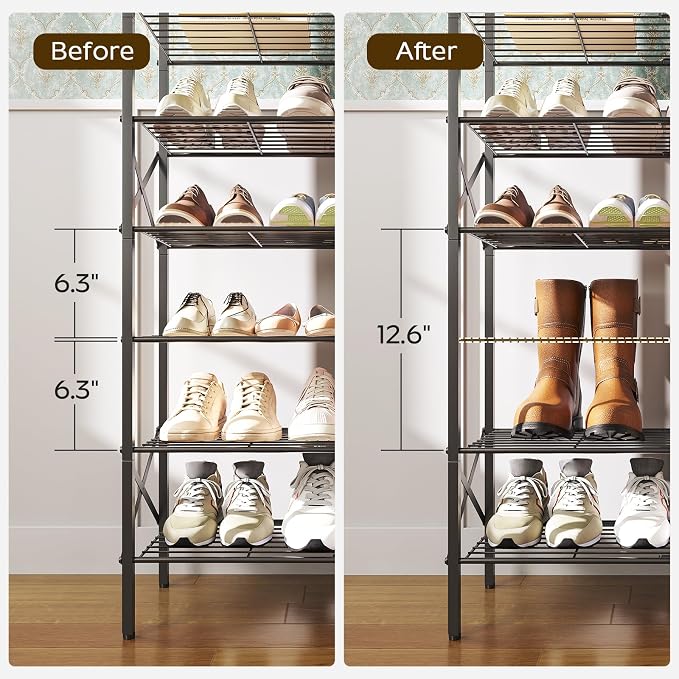 YATINEY 10 Tier Shoe Rack, Large Capacity Shoe Storage Organizer Holds 40 Pairs, Sturdy and Stable, for Entryway, Hallway, Closet, Dorm Room, Black SS10BB