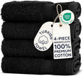Chakir Turkish Linens | Hotel & Spa Quality 100% Cotton Premium Turkish Towels | Soft & Absorbent (4-Piece Washcloths, Black)
