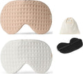 2-Pack Cotton Eye Sleep Mask Oversized for Sleeping • Organic Oeko-TEX Standard • Blackout Eye Shade Cover • Breathable Travel Meditation Essential • Gift idea Woman Man (Poudre+Ivory)