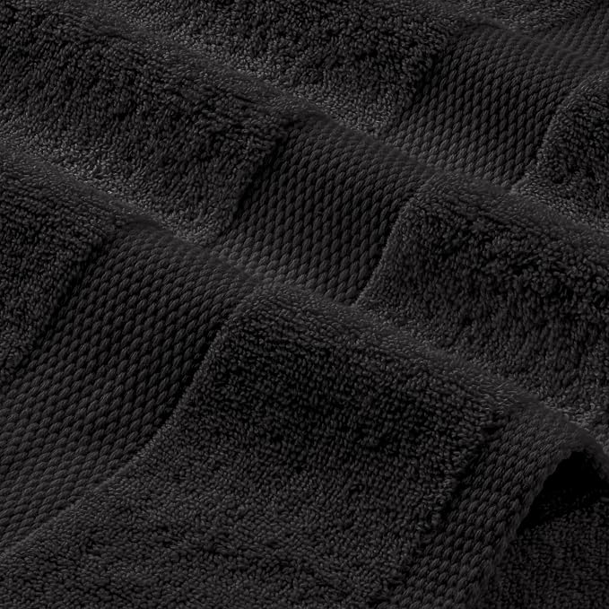 White Classic Black Hand Towels for Bathroom [6 Pack] Cotton Hand Towel Bulk for Gym, Kitchen and Spa, 16x27 Inches Soft Highly Absorbent Quick Dry Terry Salon Towels