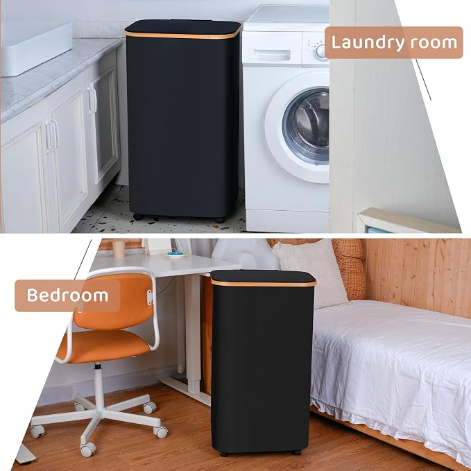 Laundry Basket with Wheels, 110L Black Clothes Hamper for Laundry, Laundry Hamper with Lid and Inner Bag, for Laundry Room, Bedroom, Dormitory Storage,Black