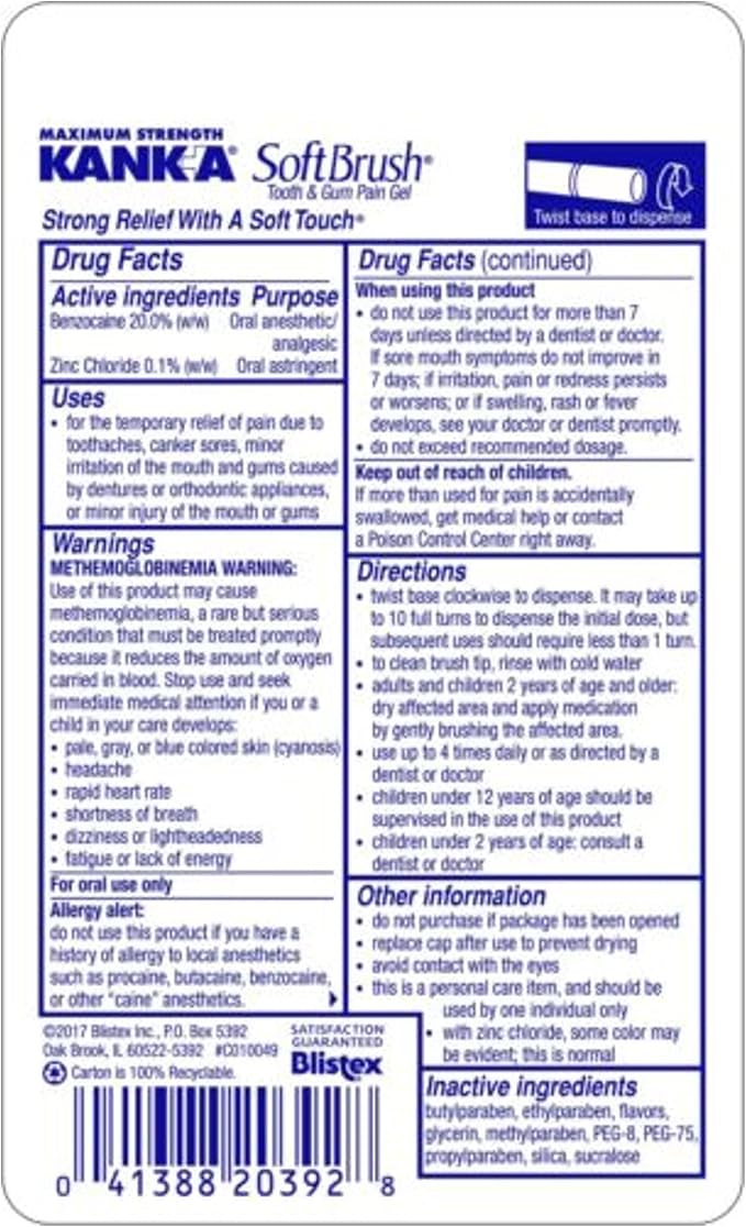 Kank-A Soft Brush Tooth & Gum Pain Gel - 0.07 oz, Pack of 5