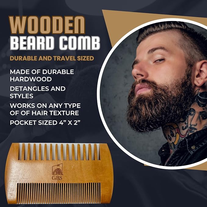 GENTS Beard Care Kit for Men with Faux Leather Travel Bag – Beard Oil, Balm, Boar Bristle Brush, Wooden Comb, Grooming Scissors – Complete Beard Grooming Set (Beard Kit with Travel Bag, 9 Pieces)