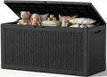 Outdoor Storage Box, 160 Gallon Waterproof Resin Deck Box with Support Rod | UV Resistant Lockable Package Delivery Bin, Shoe, Patio & Garden Tools Storage, Toy Cabinet, Ottoman, Indoor/Outdoor