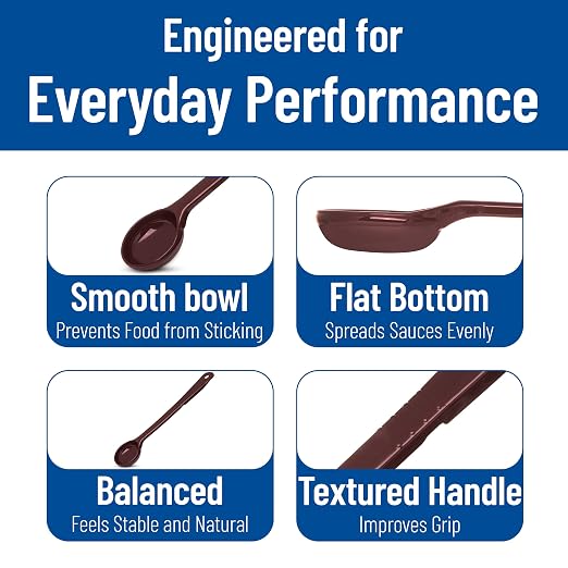 CFS 395801 Solid Long Handle Portion Control Spoon, 1.5 oz, Reddish Brown (Pack of 12)