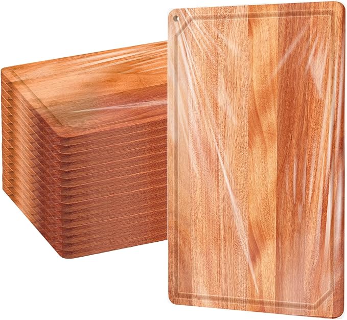Eaasty 12 Set Extra Large Plain Cutting Board Bulk Heavy Duty Wood Cutting Boards Set with Juice Groove for Mother's Day Kitchen Gifts Wedding Crafts, Pre Oiled(Walnut,9.5" x 13.5")