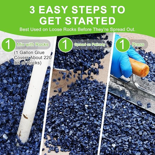Rock Glue for Landscaping & Driveways, Heavy Duty Gravel Binder, Driveway Rated Mulch Binder to Stop Scattering, 5-Year Weatherproof Stone Adhesive for Pea Gravel, Patio, Walkway (1 Gallon)