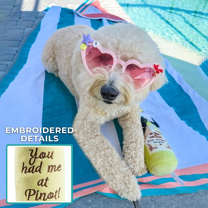 Haute Diggity Dog Santa Muttgarita Pinot Grrrigio Plush Dog Toy for Small, Medium & Large Dogs, Interactive Funny Parody Squeaky Toys, Soft, Durable, Machine-Washable & Safe Birthday Gift for Dogs