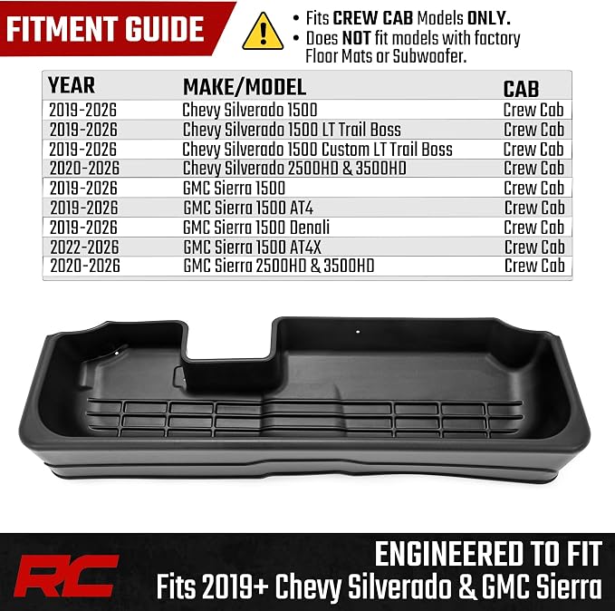 Rough Country Under Seat Storage for 19-22 1500 | 20-22 2500HD/3500HD - RC09051A