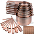 Measuring Cups and Spoons Set, Copper Measuring Cups and Spoons Set for Dry & Liquid, Metric&US 7 Stainless Steel MeasureR Cup&9 Spoon Leveler & Measure Enquivalents for Kitchen & Baking