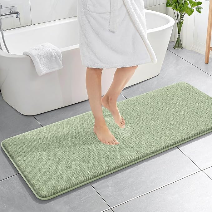 OLANLY Memory Foam Bathroom Runner Rugs 59x20, Long Bath Mats, Sage Green | Soft Quick Dry Bath Mats, Non-Slip, Absorbent Machine Washable Mat for Bathroom Floor, Tub and Shower, Home Decor Accessories