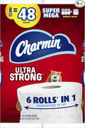 Charmin Ultra Strong 2-Ply Toilet Paper Mega Rolls, 4" x 4", White, 242 Sheets Per Roll, Pack of 8 Rolls