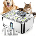 Kastty 3.96 Gal Dog Water Fountain for Large Dogs,15L Stainless Steel Large Pet Water Fountain, Ultra Quiet Automatic Dog Water Bowl Dispenser with Water Level Window and LED Light(FS78,Grey | Large Ultra Quiet Pet Water Fountain, Automatic Dog Water B...