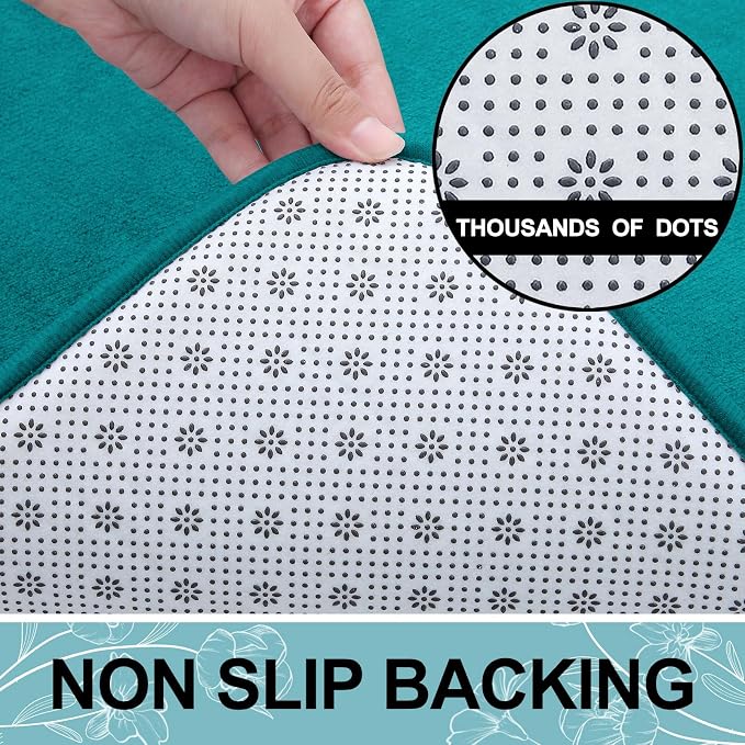 Smiry Memory Foam Bath Mat 24x16, Extra Soft and Absorbent Bathroom Mats, Non Slip Washable Carpet for Floor, Shower and Tub, Teal