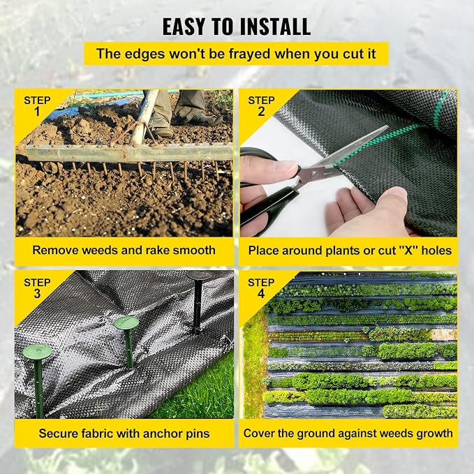 Happybuy 6.5FTx300FT Premium Weed Barrier Landscape Fabric Heavy Duty, 3OZ Woven Geotextile Fabric, High Permeability Good for Weed Blocker Gardening Mat, Driveway Fabric, Garden Weed Control Cloth | Heavy Duty 3oz Woven Geotextile Fabric, Landscaping ...