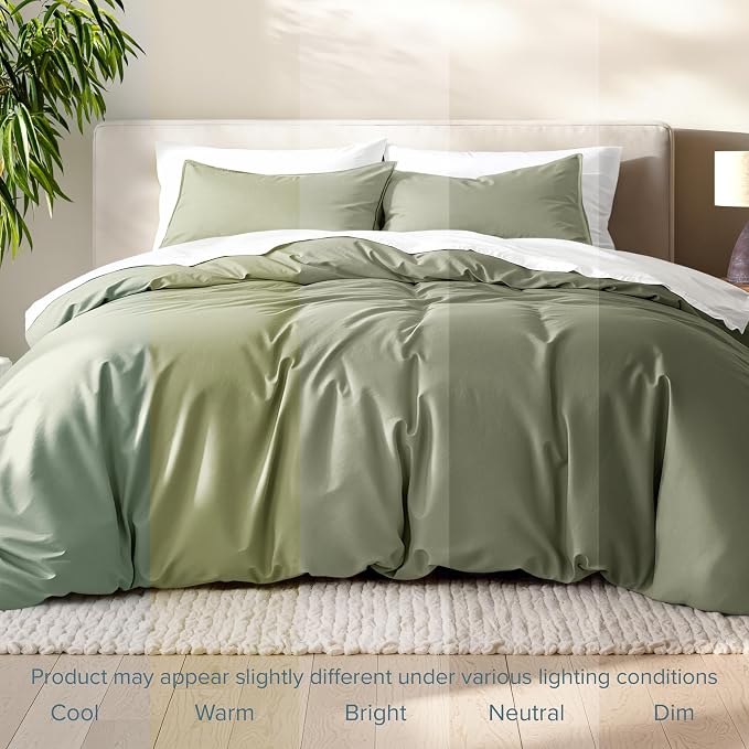 Bare Home Bedding Duvet Cover Queen Size - Premium 1800 Super Soft Collection - Lightweight, Cooling - Soft Breathable Bedding Duvet Cover (Queen, Sage)