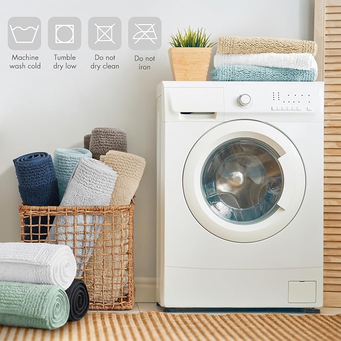 Madison Park Splendor Reversible 100% Cotton Bath Rug, 21 x 34, White | Tufted Bathroom Mat, 3000 GSM, Hotel Quality, Luxurious Plush, Medium Pile, Absorbent, Quick Dry, OEKO-TEX, Shower Room Décor