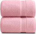 Luxury Bamboo Rayon Oversized Bath Towel Set | 2-Pack | Ultra Soft | Pink | 35% Bamboo Rayon - 65% Zero Twist Cotton | Absorbent Quick-Dry Towels for Bathroom | Ultra Soft | OEKO-TEX Standard 100