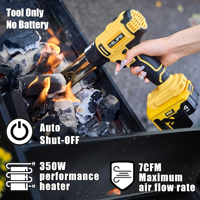 Cordless Heat Gun for DeWALT Battery with LCD Display(No Battery) | Heat Gun with LCD Digital Display,2-Temp Setting Max 1022°F(550°C),Hot Air Gun for Shrink Wrapping, Tube Bending(No Battery)