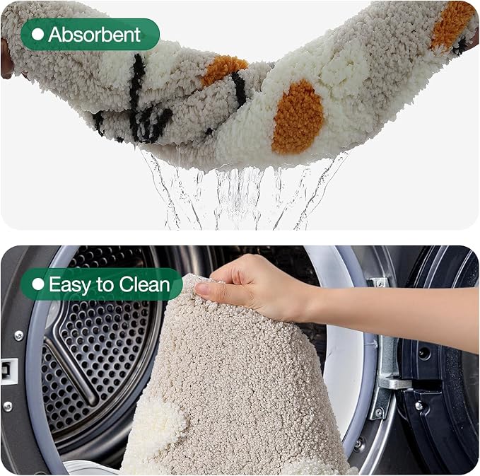 LUMI Bathroom Rugs Cute Daisy, Soft Absorbent Square Bath Mat Non-Slip, Machine Washable Quick Dry White Grey Luxury Rug Flower for Kids Room, Bathtub, Home Decor, 26"x26"