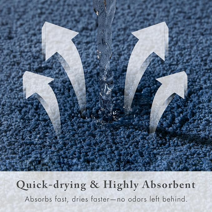 Madison Park Signature Marshmallow Bathroom Rug Non Slip, Luxrurious Plush Bath Mat, Absorbent, Quick Dry, Spa Design Bath Room Décor, 24x40, Navy