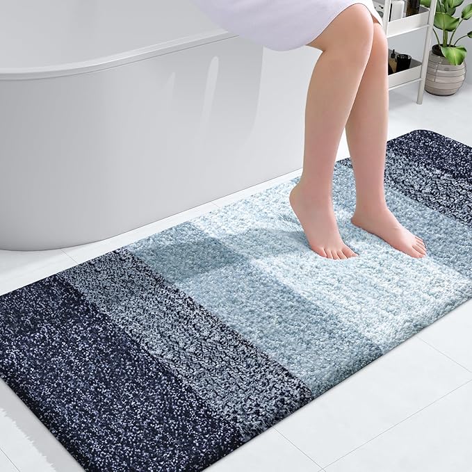 OLANLY Large Bathroom Rugs Mat 54x24, Extra Soft Absorbent Microfiber Bath Rugs, Rubber Backing, Quick Dry, Washable Bath Mats for Bathroom Floor, Tub and Shower, Home Decor Accessories, Airy Blue