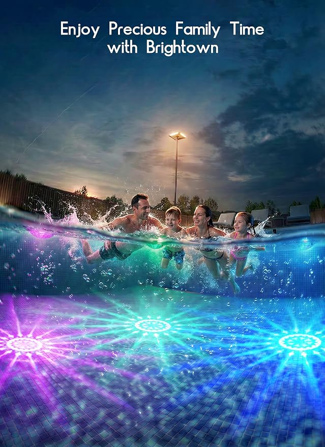 Solar Floating Pool Lights 1 Pack, Remote Control RGBWW 12 Lighting Modes | 3 Dimming & Timing IP68 Waterproof, Floating Solar Pool Lights for Above Ground Pools Inground Pool Accessories