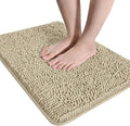 LOCHAS Luxury Bathroom Rug Shaggy Bath Mat 24 x 36 Inch, Beige | Washable Non Slip Bath Rugs for Bathroom Shower, Soft Plush Chenille Absorbent Carpets